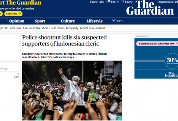 Insiden Kematian Enam Laskar FPI Jadi Soroti Media Asing