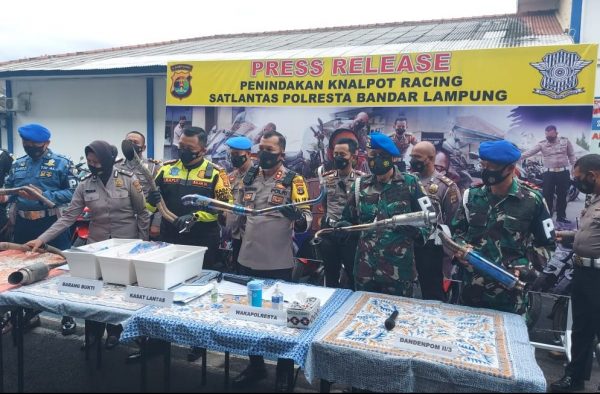 Razia Knalpot Brong Lantas Polresta Bandar Lampung Amankan 170 Unit Motor