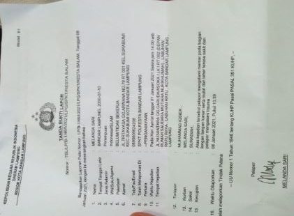 Tak Terima Dianiaya, Seorang Wanita Laporkan Pacarnya Praja IPDN ke Polresta Bandar Lampung