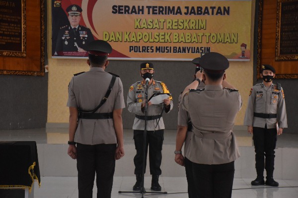 Kapolres Muba Pimpin Sertijab Kasat Reskrim Dan Kapolsek Babat Toman