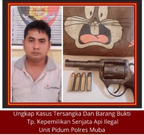 Tim Serigala Polres Musi Banyuasin Gerebek Rumah Seorang Terduga Pemilik Senjata Api Ilegal