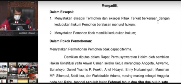 MK Tolak Gugatan Perkara Sengketa Pilkada Kabupaten Lampung Selatan