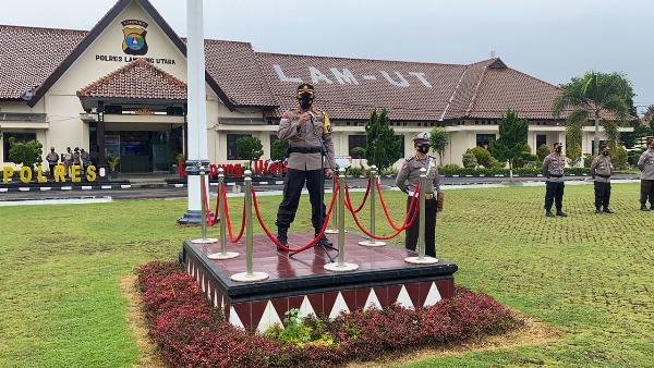 Sebagai Tracer dan Vaksinator Covid 19, Bhabinkamtibmas danNakes Polres Lampung Utara Gelar Apel Kesiapan