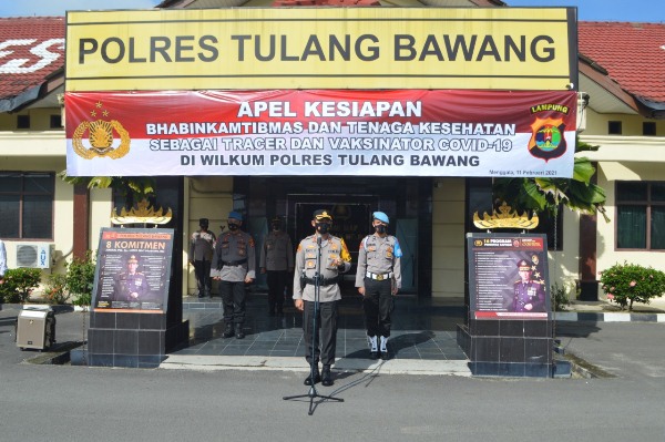 Polres Tulang Bawang Gelar Apel Serentak Kesiapan Bhabinkamtibmas dan Nakes