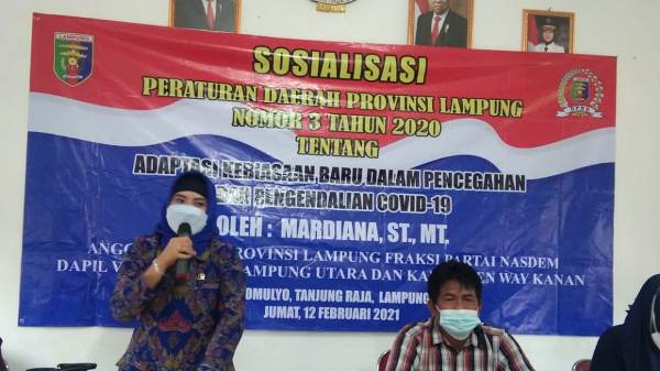 Mardiana Sosialisasikan Adaptasi Kebiasaan Baru dalam Pencegahan dan Pengendalian Covid-19 di Sidomulyo