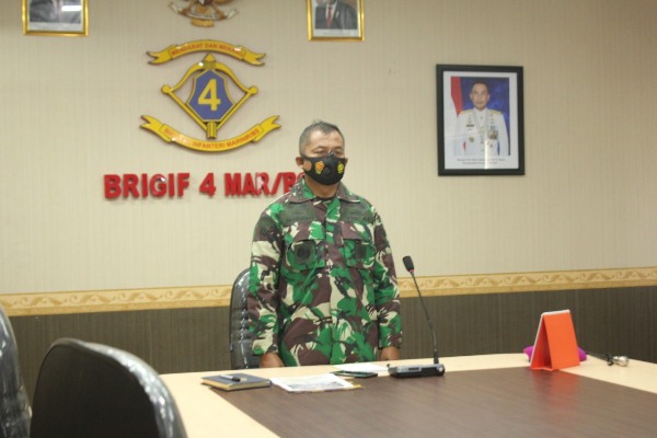 Danbrigif 4 Mar/BS Ikuti Rapim TNI AL Secara Virtual