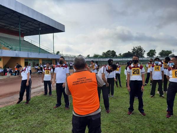 Jaga Stamina Personel, Polres Lampung Utara Gelar Ujian Kesamaptaan Jasmani dan Beladiri Polri