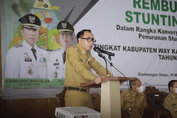Adipati Hadiri Pertemuan Rembuk Stunting Kegiatan Konvergensi Penurunan Stunting Tingkat Kabupaten Way Kanan Tahun 2021 