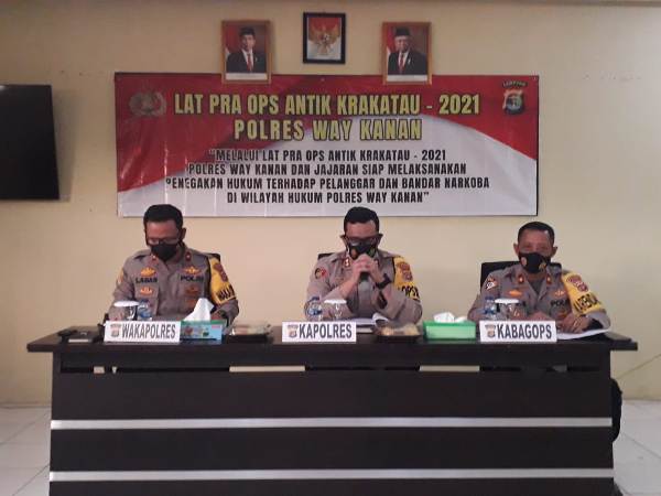 Polres Way Kanan Gelar Latihan Pra Operasi Antik Krakatau 2021