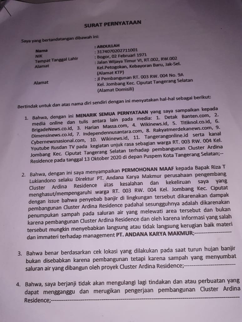 Dituding sebagai Penyebab Banjir, Ini Penjelasan Pengembang Ardina Residence