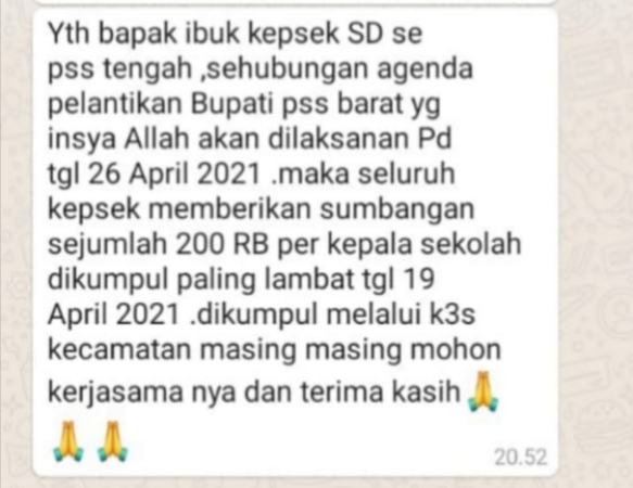 Diduga Pungli, K3S Pesisir Barat Minta Iuran Kepada Kepala Sekolah?