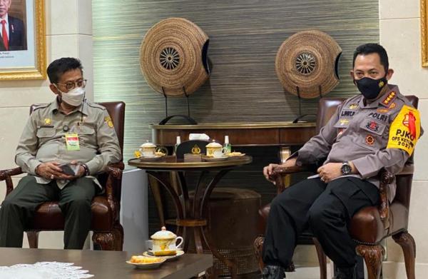 Kapolri Bersama Mentan Bahas Swasembada Beras Hingga Pendistribusian Pupuk Subsidi