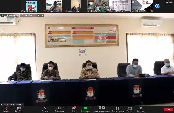 KPU Provinsi Lampung Rapat Rekapitulasi Pemutakhiran Data Pemilih Berkelanjutan Periode Mei 2021