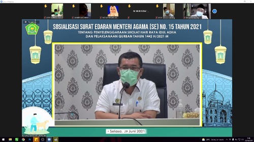 Kepala Kantor Wilayah Kemenag Provinsi Lampung Pimpin Sosialisasi SE Menag Nomor 15 Tahun 2021