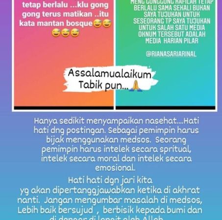 Istri Gubernur Ikutan Cuit di Istagram Kepala Dinas Kesehatan?