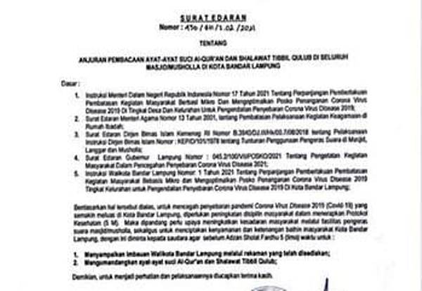 Pemkot Minta Masjid Sampaikan Pesan Walikota Sebelum Adzan Selama PPKM Darurat
