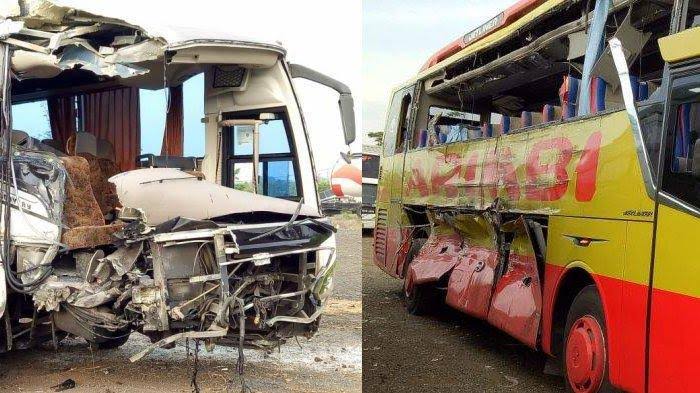 Bus VS Truk Box di Tol Pemalang Penumpang Bergelimpangan di Jalan
