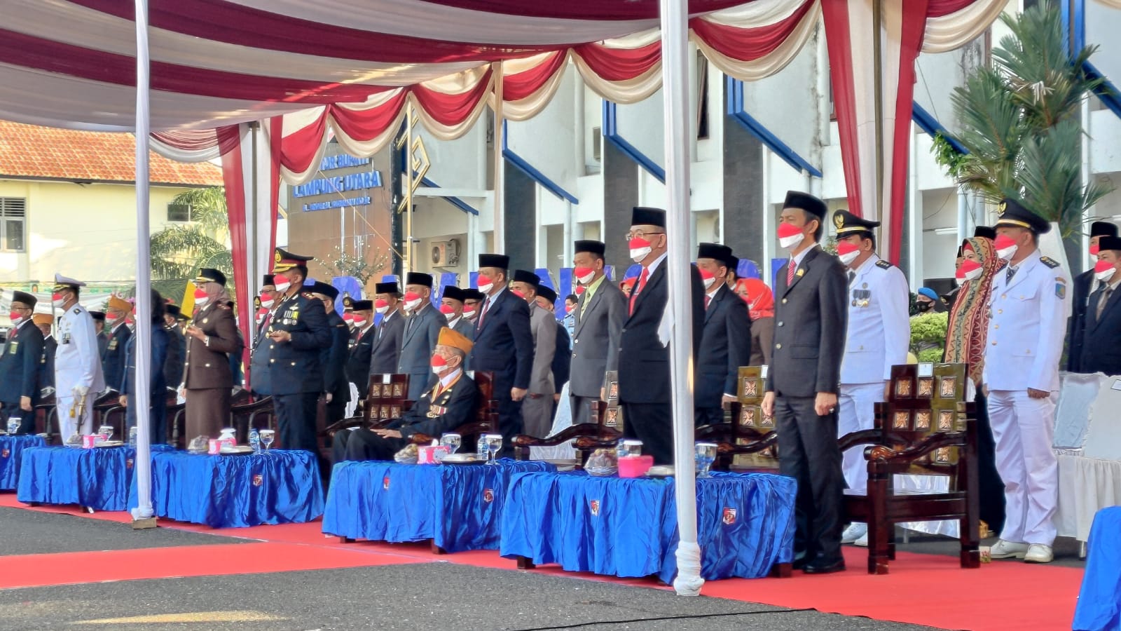 Upacara HUT Ke-76 Kemerdekaan RI di Lampung Utara Dilakukan dengan Prokes yang Ketat