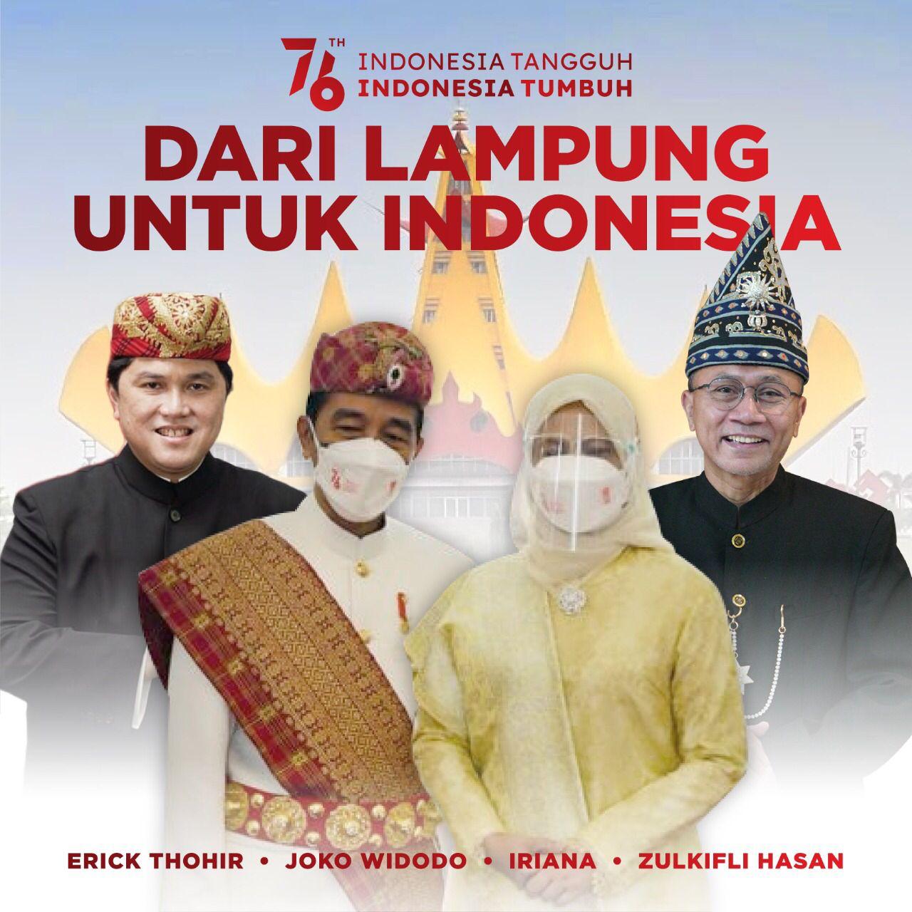 Presiden Jokowi dan Erick Thohir Pakai Baju Adat Lampung di HUT Ke-76 Kemerdekaan RI