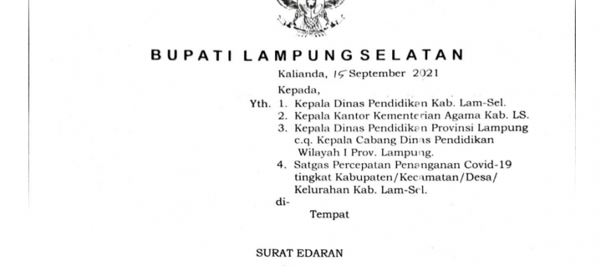 Pemkab Lamsel Uji Coba PTM Terbatas Mulai 20 September 2021, Ini Daftar Sekolah Pelaksana Uji Coba