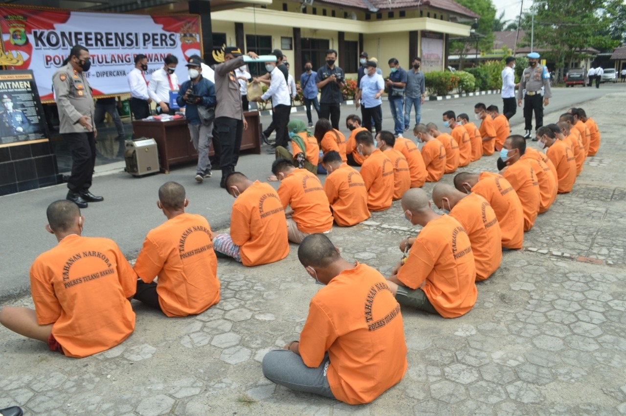 Satresnarkoba Polres Tulang Bawang Tangkap 105 Tersangka, Diantaranya Dua PNS dan Tiga Pelajar