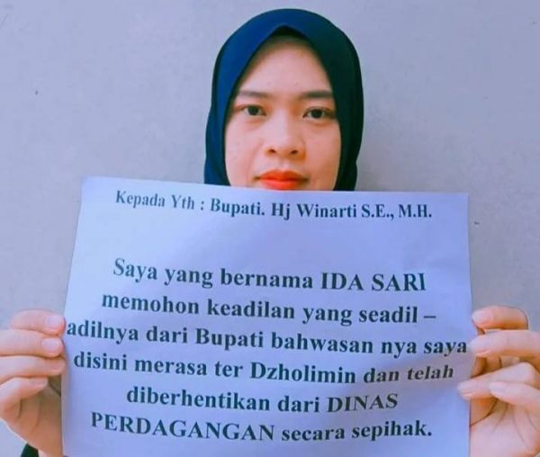 Dipecat Sepihak dan Merasa Difitnah Honorer Dinas Perdagangan Tulang Bawang Ida Sari Minta Perlindungan Bupati Winarti