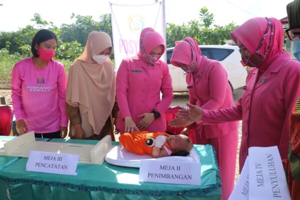 Percepat Vaksinansi Kapolres dan Ketua Bhayangkari Cabang Tulang Bawang Kunjungi Polsek