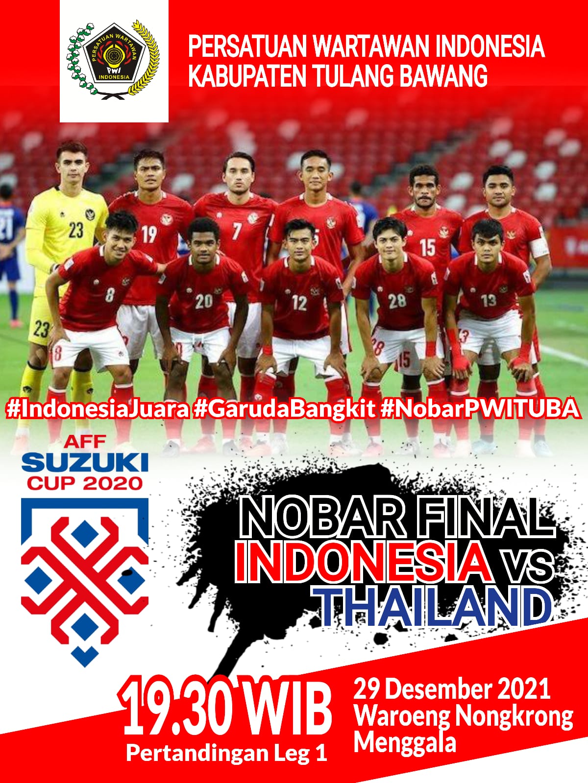 PWI Tulang Bawang Nobar Final Piala AFF Abdul Rahman Prediksi Indonesia Unggul 2:0 Dari Thailand