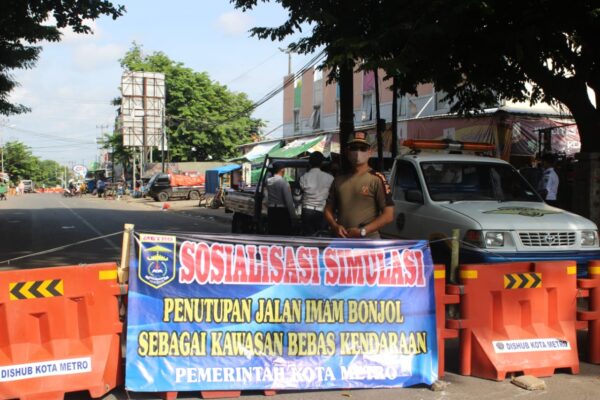 Kawasan Bebas Kendaraan, Dishub Kota Metro Tutup Jalan Imam Bonjol