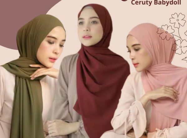 Pashmina Ceruty Babydoll Tersedia Model Tali dan Instan Modern
