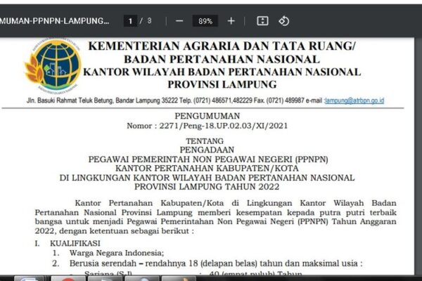 Penerimaan Pegawai Non Pegawai Ngeri BPN Kota Bandar Lampung Sarat KKN?