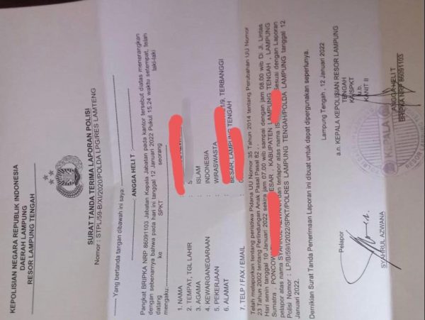 Diduga Cabuli Pelajar Adik Ipar Pejabat Penting di Lampung Tengah di Laporkan Ke Polisi