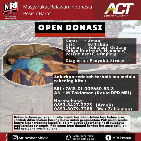 Open Donasi, Pak Aman Derita Stroke Bertahun-tahun Tanpa Setuhan Pengobatan