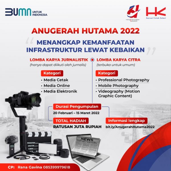Anugerah Hutama 2022, HK Gelar Lomba Jurnalistik dan Karya Citra