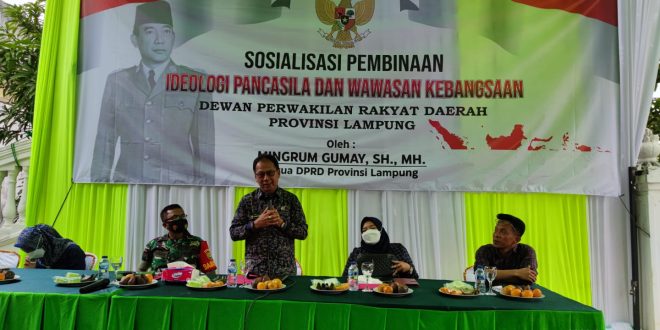 Mingrum Gumay Hadiri Sosialisasi Pembinaan Ideologi Pancasila dan Wasbang di Lamteng