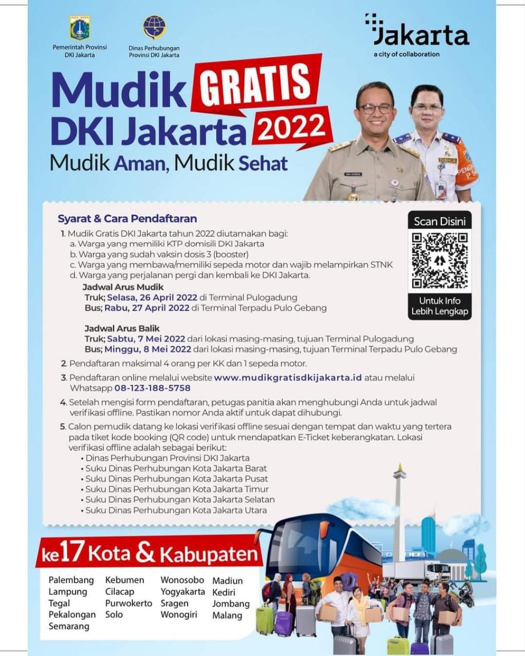 Pemprov DKI Jakarta Selenggarakan Mudik Gratis 2022