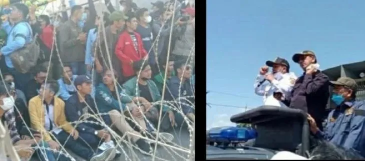 Dibalik Pagar Berduri, Gubernur dan Ketua DPRD Lampung Temui Mahasiswa