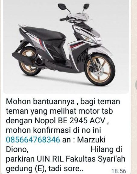 Motor Istri Hilang di Parkiran Kampus UIN RIL Marzuki Diono Sebarkan Pamplet Bantuan