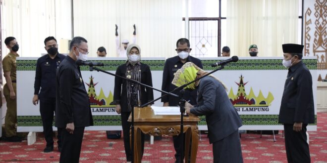 Pelantikan Pimpinan Tinggi Pratama Gubernur Lampung Minta Satker Lebih Giat Dalam Pembangunan
