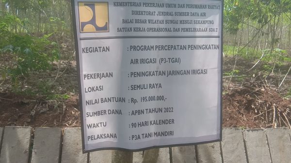 Proyek Irigasi Hasil Apirasi Anggota Dewan di Lampung Utara Dikerjakan Asal Asalan