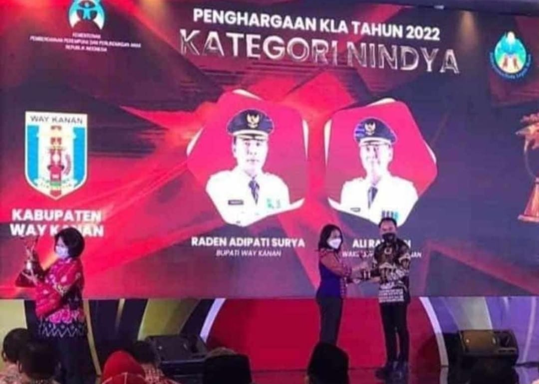 Bupati Way Kanan Raih Penghargaan KLA Kategori Nindya