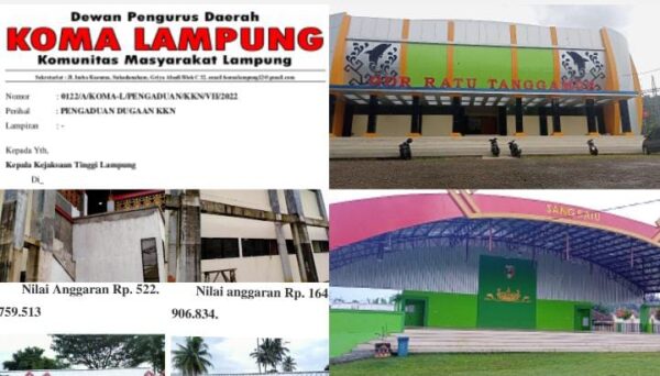 Dugaan Korupsi Dinas PU dan Pariwisata Tanggamus di Proyek GOR Mini dan Objek Wisata Waylalaan Rp21 Miliar  di Laporkan ke Kejati Lampung