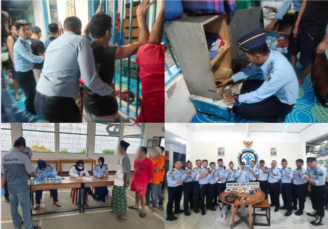 Pencegahan Adanya Gangguan Kamtib, Lapas Kota Agung Kembali Gelar Razia Kamar Hunian dan Tes Urine WBP