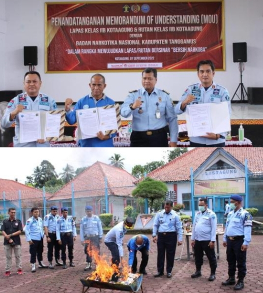 Sinergi Berantas Narkoba Lapas Kota Agung dan BNNK Tanggamus Teken Mou Disaksikan Kadivpas Lampung