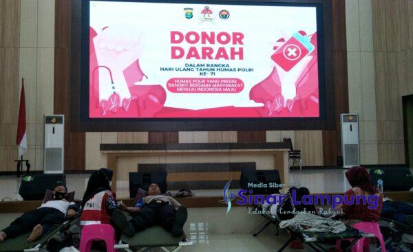 Sambut HUT Humas Polri Ke-71, Polda Lampung Gelar Donor Darah