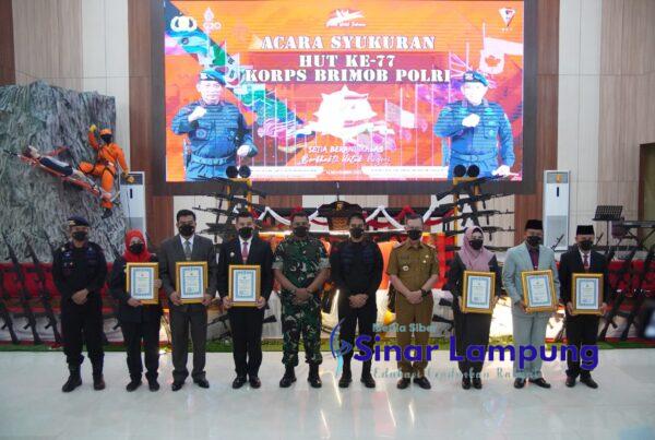 Sekdaprov Fahrizal Darminto Hadiri Syukuran HUT ke-77 Korps Brimob, Kapolda Lampung Bacakan Amanat Kapolri