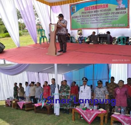 Tasyakuran peresmian Desa Pujodadi, Kecamatan Negeri Katon.