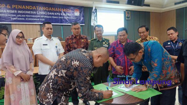 DPW JMSI dan KPU Kalbar Tandatangani MoU Sosialisasi Pemilu 2024