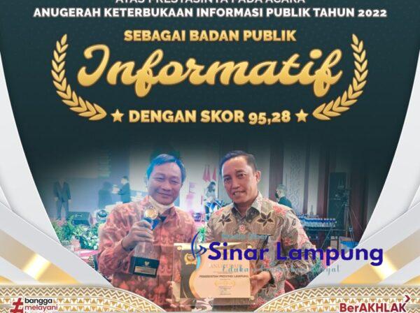 Penghargaan KI Pusat Provinsi Lampung Masuk Katagori Badan Publik Informatif