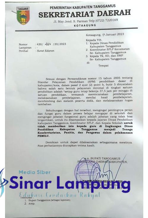 Dinas Pendidikan Tegaskan Sanksi Bagi Jajaran Satuan Pendidik ikut Kesekretariatan PEMILU